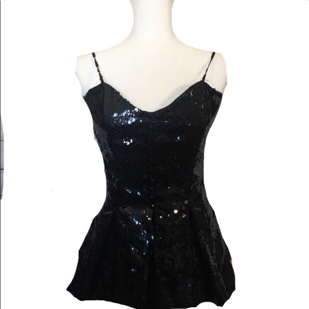 LAST CHANCE - Vintage Nina Ricci black sequin corset top…